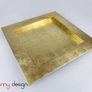 Gold square lacquer tray - size L/ 35cm